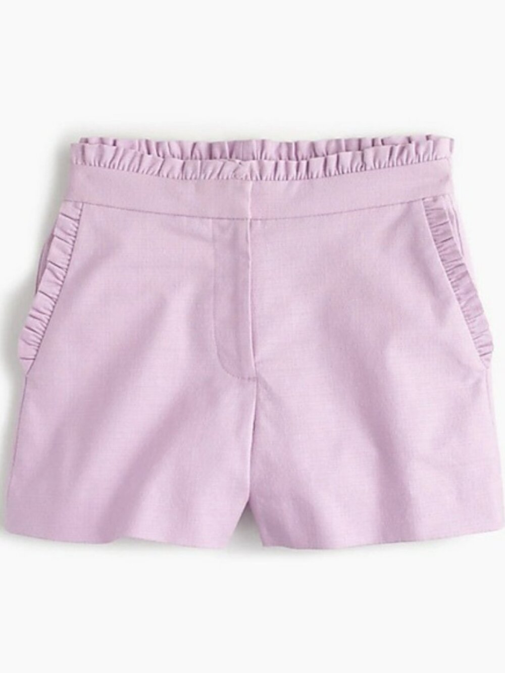 J. Crew Light Pink/Lilac High-Rise Ruffle Waist Shorts